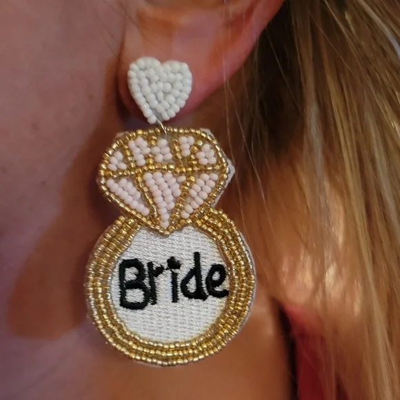 Bridal Rice Bead Earrings - Picture 7 of 10